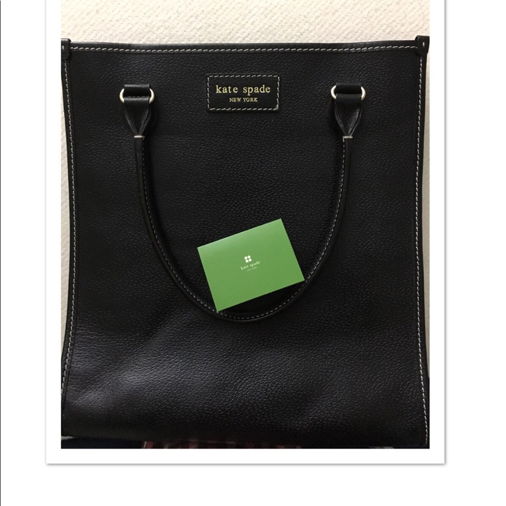 Kate Spade Black Leather Business Laptop Tote Bag